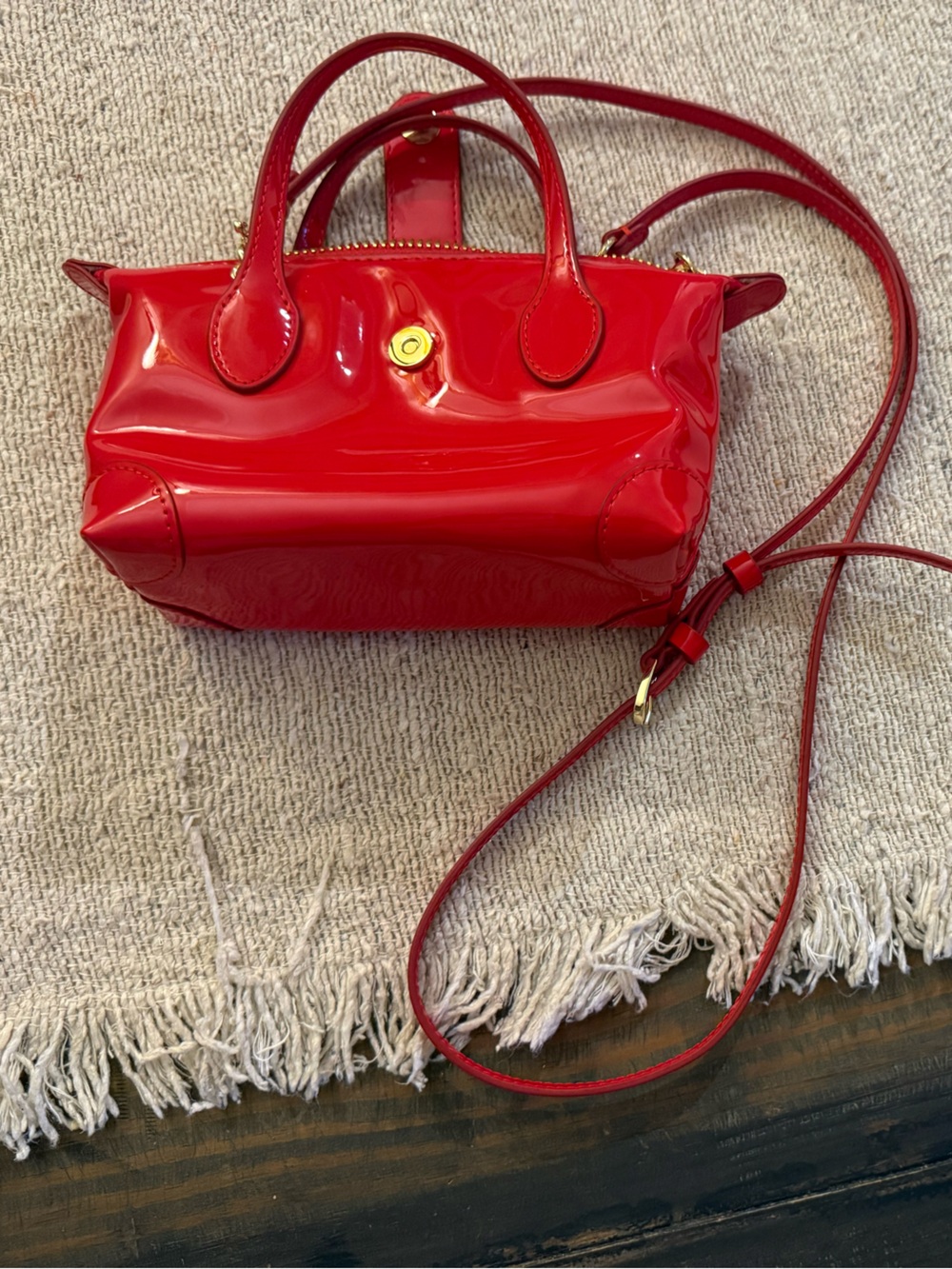 Shiny Red Patent Mini Crossbody Satchel